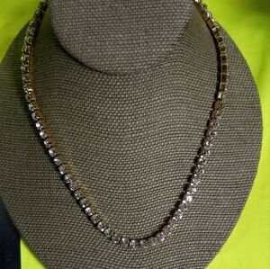 Goldtone crystal necklace tennis